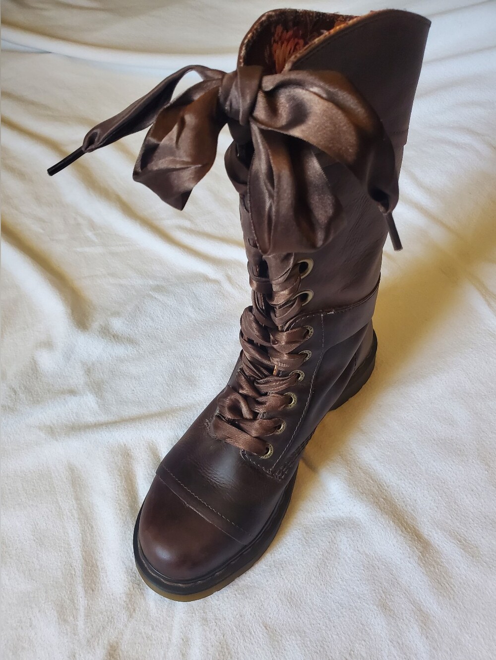 RARE Dr. Martens Triumph 1914 Brown Leather Floral Fold Down Boots - Picture 7 of 8
